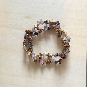Delicate Rose Gold Hematite & Fluorite Bracelet – Boho Stackable Jewellery